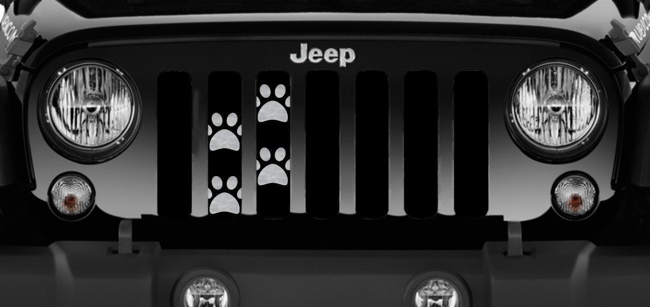 Platinum Puppy Paw Prints - Gray Grille Insert