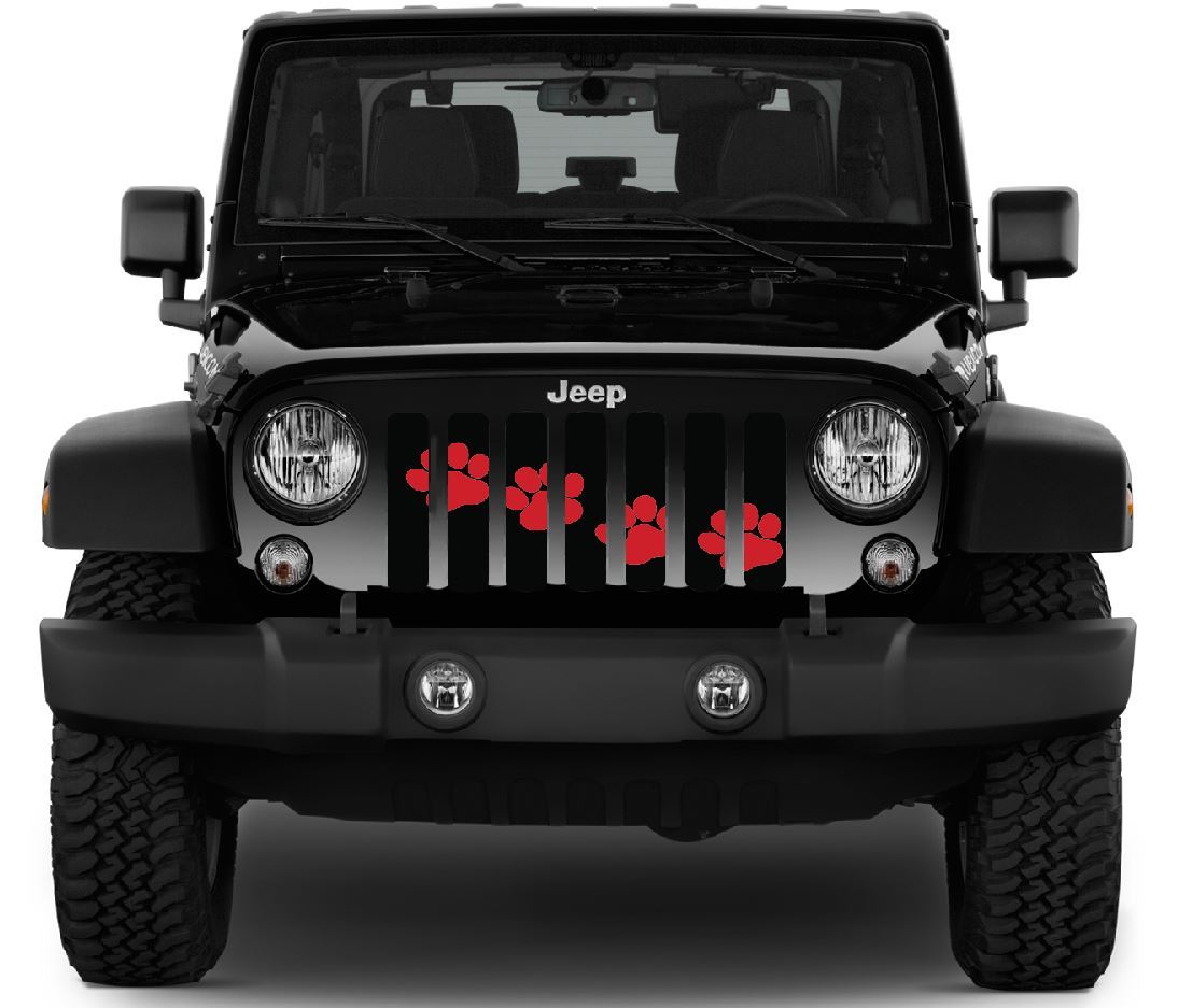 Platinum Puppy Paw Prints - Rubicon Red Diagonal Grille Insert