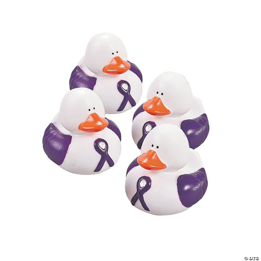 Purple Ribbon Rubber Duckies - by the dozen-duckduckjeep-offroad-wrangler-gladiator-3d-jeep duck-custom duck-Jeep-The Quacktory-Fun Jeep Ducks-Ducks4Jeep