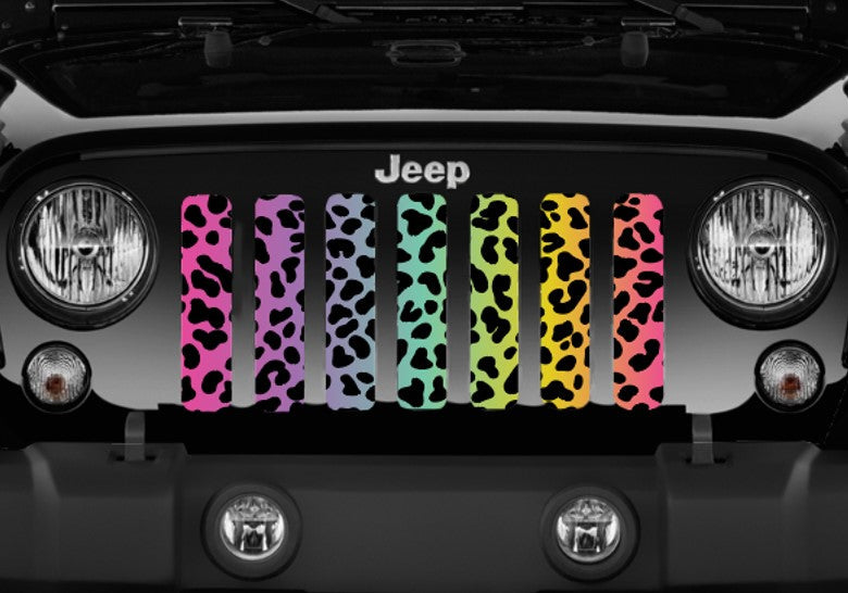 Platinum Rainbow Cheetah Print Grille Insert