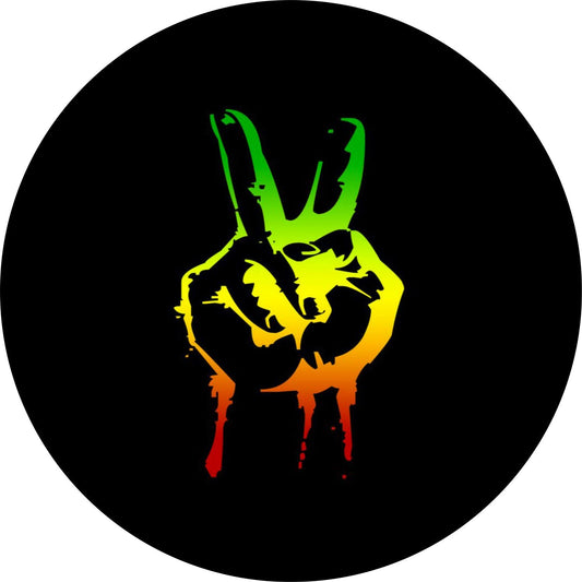 Rasta Peace Sign Spare Tire Cover for Jeep, Bronco, Campers, RV, Vans, & More-duckduckjeep-offroad-wrangler-gladiator-3d-jeep duck-custom duck-Jeep-The Quacktory-Fun Jeep Ducks-Ducks4Jeep