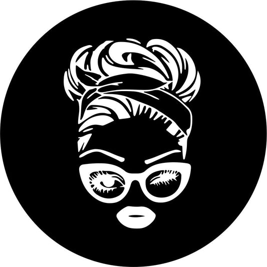 Retro 50's Messy Bun + Glasses Silhouette-duckduckjeep-offroad-wrangler-gladiator-3d-jeep duck-custom duck-Jeep-The Quacktory-Fun Jeep Ducks-Ducks4Jeep