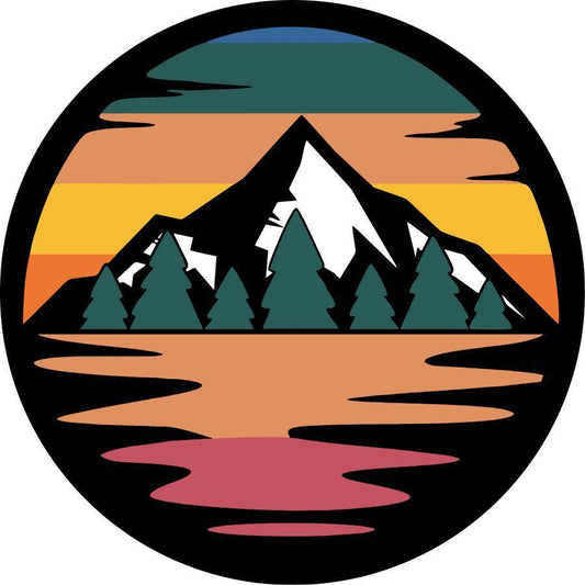Retro Mountain Sunset with Reflection-duckduckjeep-offroad-wrangler-gladiator-3d-jeep duck-custom duck-Jeep-The Quacktory-Fun Jeep Ducks-Ducks4Jeep