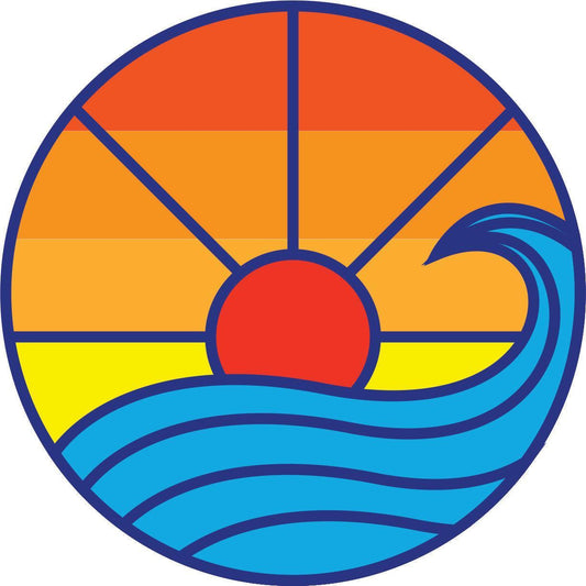 Retro Sun + Waves Geometric Simple Spare Tire Cover for Jeep, RV, Camper, and More-duckduckjeep-offroad-wrangler-gladiator-3d-jeep duck-custom duck-Jeep-The Quacktory-Fun Jeep Ducks-Ducks4Jeep
