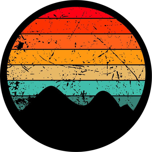 Retro Vintage Mountain & Sun - Spare Tire Cover | Jeep, RV, Camper, Bronco-duckduckjeep-offroad-wrangler-gladiator-3d-jeep duck-custom duck-Jeep-The Quacktory-Fun Jeep Ducks-Ducks4Jeep