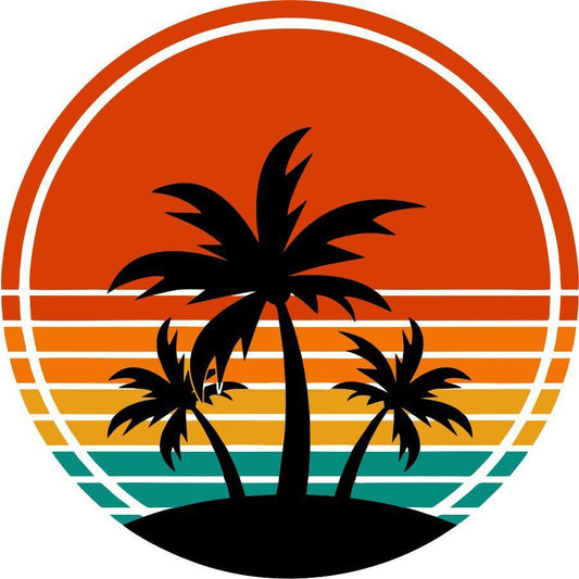 Retro Vintage Palm Tree Sunset-duckduckjeep-offroad-wrangler-gladiator-3d-jeep duck-custom duck-Jeep-The Quacktory-Fun Jeep Ducks-Ducks4Jeep