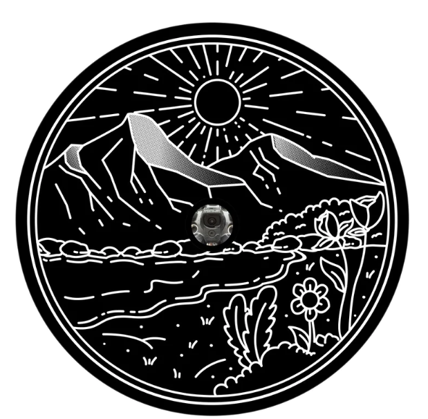 River & Flower Field Mountain Spare Tire Cover-duckduckjeep-offroad-wrangler-gladiator-3d-jeep duck-custom duck-Jeep-The Quacktory-Fun Jeep Ducks-Ducks4Jeep