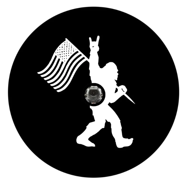Rock On Bigfoot American Flag Spare Tire Cover-duckduckjeep-offroad-wrangler-gladiator-3d-jeep duck-custom duck-Jeep-The Quacktory-Fun Jeep Ducks-Ducks4Jeep