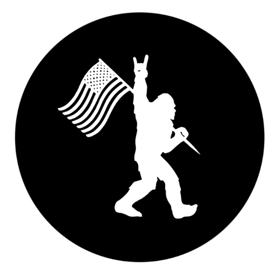 Rock On Bigfoot American Flag Spare Tire Cover-duckduckjeep-offroad-wrangler-gladiator-3d-jeep duck-custom duck-Jeep-The Quacktory-Fun Jeep Ducks-Ducks4Jeep