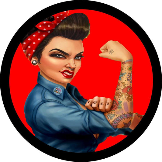 Rosie the Riveter Spare Tire Cover in Any Color | Made to Order Precision Fit-duckduckjeep-offroad-wrangler-gladiator-3d-jeep duck-custom duck-Jeep-The Quacktory-Fun Jeep Ducks-Ducks4Jeep