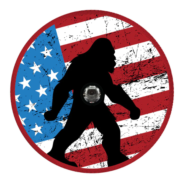 Rustic American Flag & Silhouette Of Sasquatch Spare Tire Cover-duckduckjeep-offroad-wrangler-gladiator-3d-jeep duck-custom duck-Jeep-The Quacktory-Fun Jeep Ducks-Ducks4Jeep