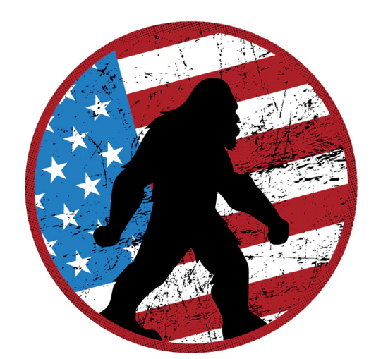 Rustic American Flag & Silhouette Of Sasquatch Spare Tire Cover-duckduckjeep-offroad-wrangler-gladiator-3d-jeep duck-custom duck-Jeep-The Quacktory-Fun Jeep Ducks-Ducks4Jeep
