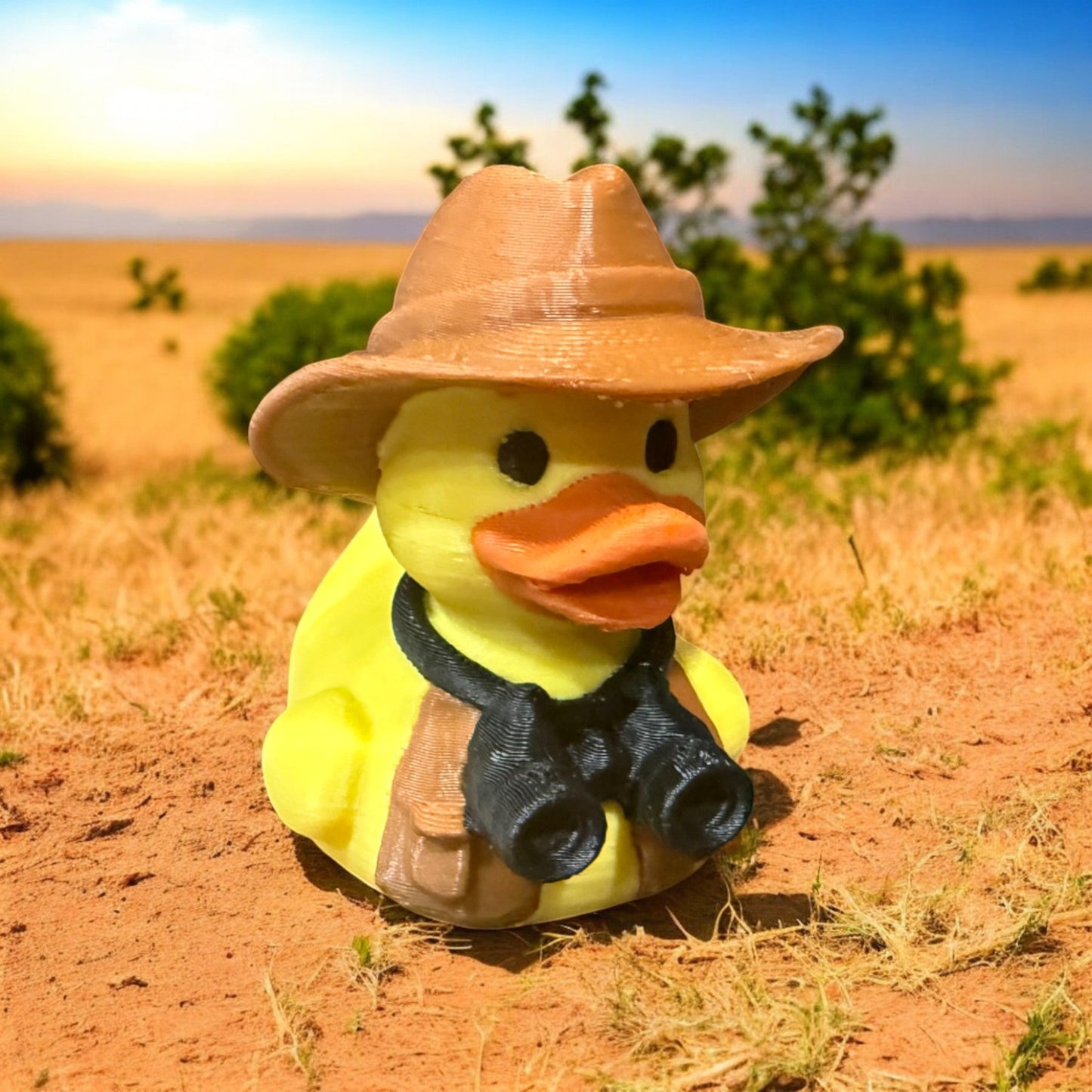 Safari Duck – 3D-Printed Duck Dressed for Adventure with Binoculars & Jungle Hat