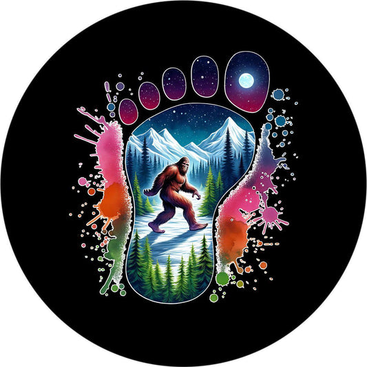 Sasquatch Color Pop Art Bigfoot Mountain Spare Tire Cover Design for Jeeps, Broncos, Camper, RVs and more-duckduckjeep-offroad-wrangler-gladiator-3d-jeep duck-custom duck-Jeep-The Quacktory-Fun Jeep Ducks-Ducks4Jeep