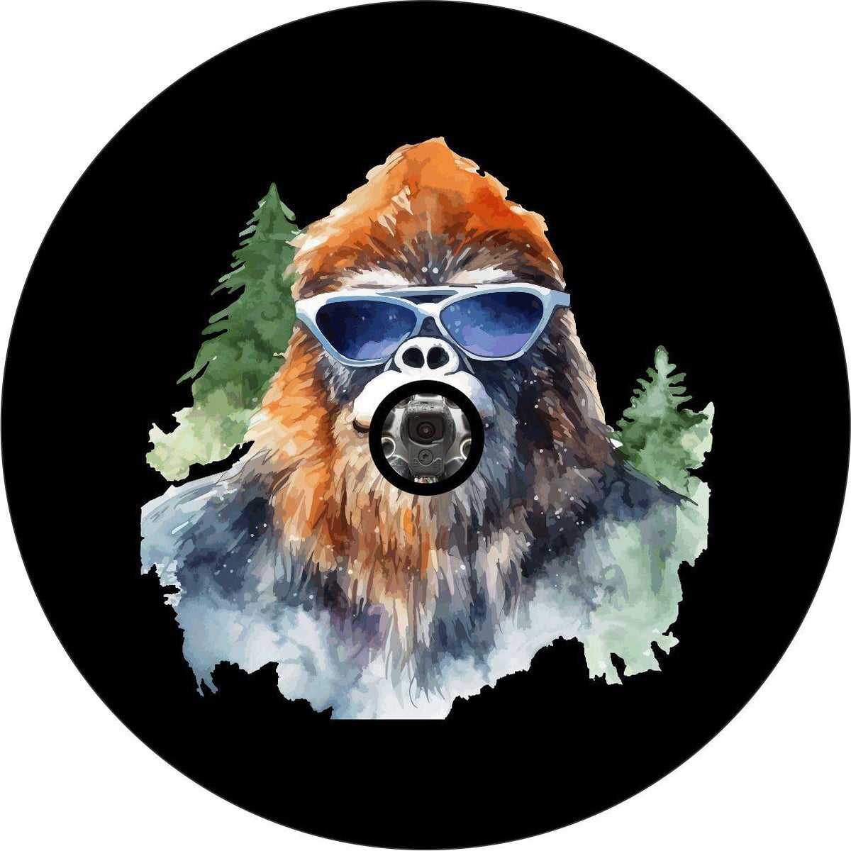 Sasquatch Watercolor Bigfoot Spare Tire Cover For Bronco, Jeep, Camper, RV, Van, Trailer, Motorcoach, & More-duckduckjeep-offroad-wrangler-gladiator-3d-jeep duck-custom duck-Jeep-The Quacktory-Fun Jeep Ducks-Ducks4Jeep