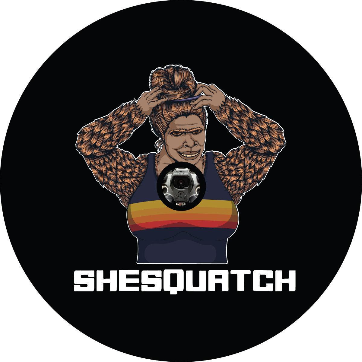 Sexy Shesquatch Bigfoot Sasquatch Messy Bun Spare Tire Cover-duckduckjeep-offroad-wrangler-gladiator-3d-jeep duck-custom duck-Jeep-The Quacktory-Fun Jeep Ducks-Ducks4Jeep