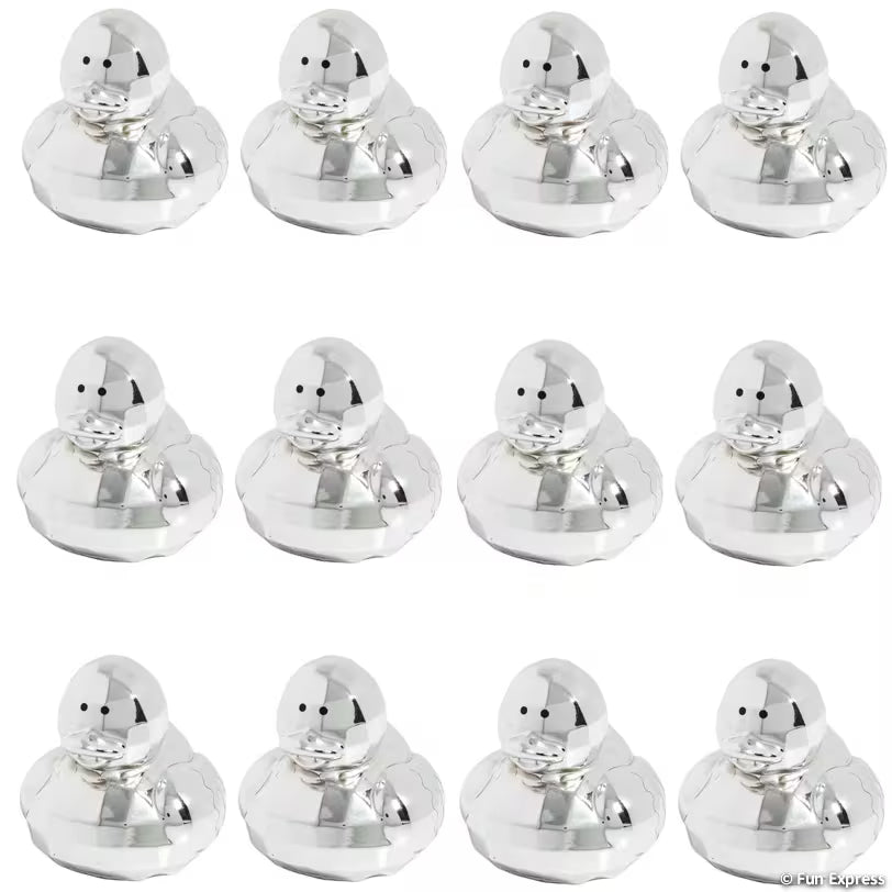 Silver Metallic Electroplated Disco Ball Rubber Ducks