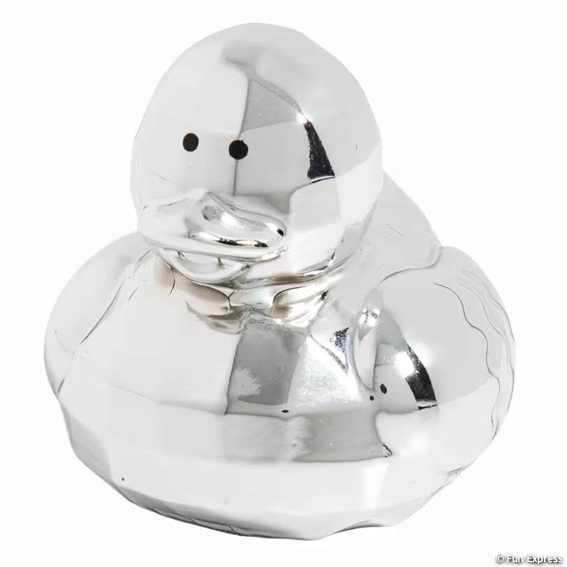 Silver Metallic Electroplated Disco Ball Rubber Ducks
