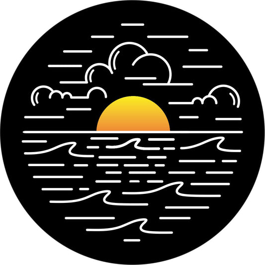 Simple Bright Sunset on The Water Spare Tire Cover Design for Jeep, RV, Bronco, Camper, Van-duckduckjeep-offroad-wrangler-gladiator-3d-jeep duck-custom duck-Jeep-The Quacktory-Fun Jeep Ducks-Ducks4Jeep