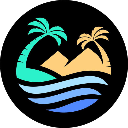 Simple Island Time Tropical Beach Spare Tire Cover Design-duckduckjeep-offroad-wrangler-gladiator-3d-jeep duck-custom duck-Jeep-The Quacktory-Fun Jeep Ducks-Ducks4Jeep