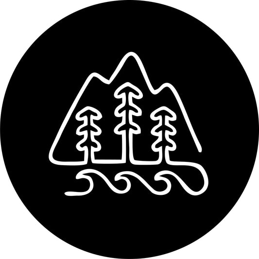 Single Line Hand-Drawn Mountains, Trees & Ocean-duckduckjeep-offroad-wrangler-gladiator-3d-jeep duck-custom duck-Jeep-The Quacktory-Fun Jeep Ducks-Ducks4Jeep
