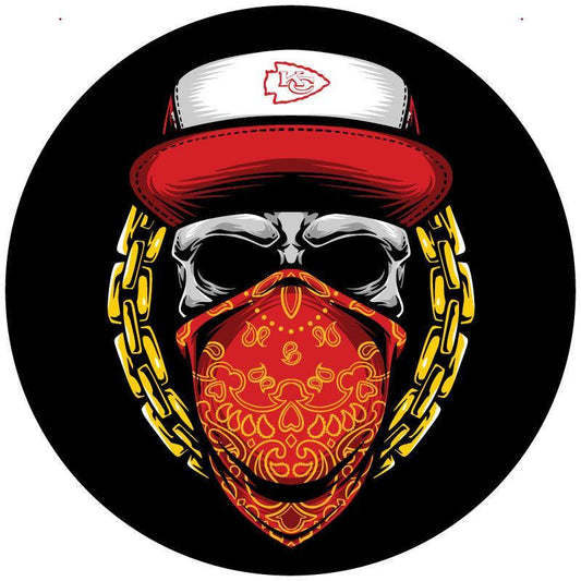 Skull Bandana & Hat Kansas City Chiefs Spare Tire Cover For Jeep, Bronco, RV, Camper, Van-duckduckjeep-offroad-wrangler-gladiator-3d-jeep duck-custom duck-Jeep-The Quacktory-Fun Jeep Ducks-Ducks4Jeep