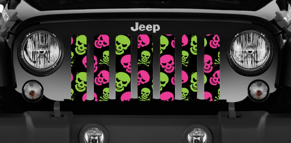 Platinum Skulls (Pink and Green) Grille Insert