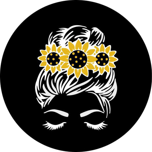 Straight Hair Messy Bun + Sunflower Crown-duckduckjeep-offroad-wrangler-gladiator-3d-jeep duck-custom duck-Jeep-The Quacktory-Fun Jeep Ducks-Ducks4Jeep