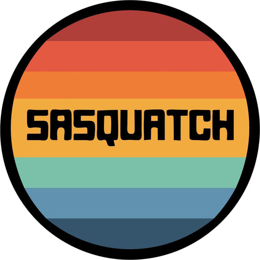 Striped Colored Vintage Sasquatch Logo for Spare Tire Cover for Jeep, Bronco, RV, Camper, Trailer, & More-duckduckjeep-offroad-wrangler-gladiator-3d-jeep duck-custom duck-Jeep-The Quacktory-Fun Jeep Ducks-Ducks4Jeep