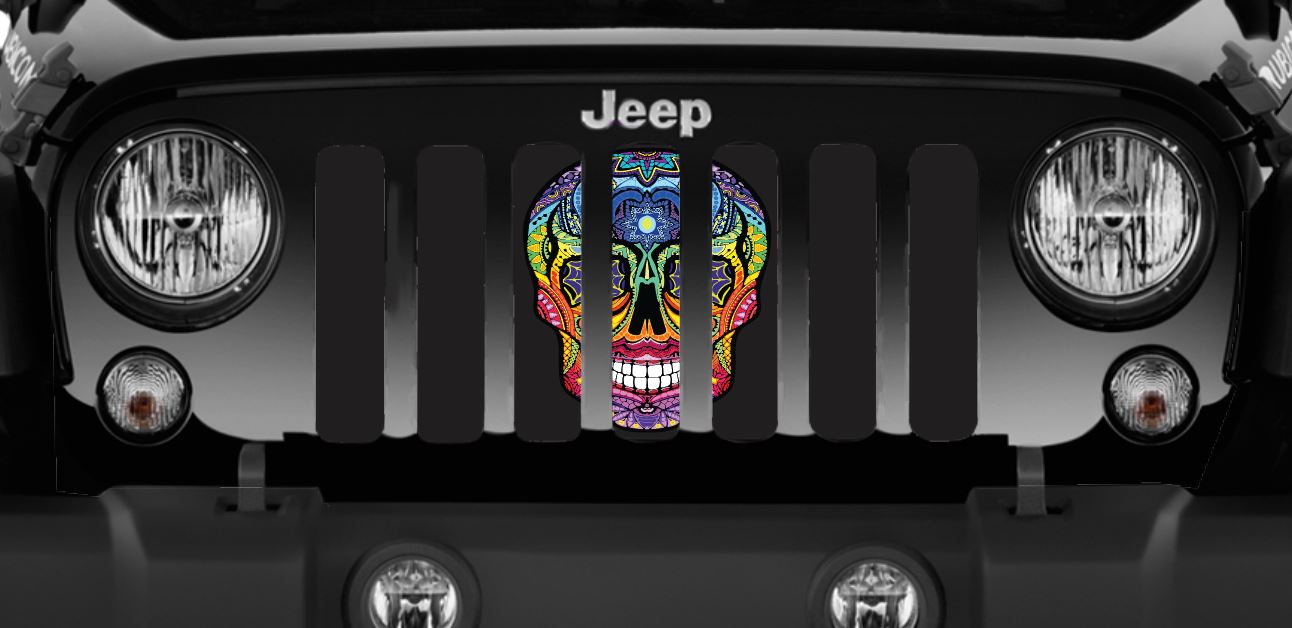 Sugar Skull Rainbow Grille Insert