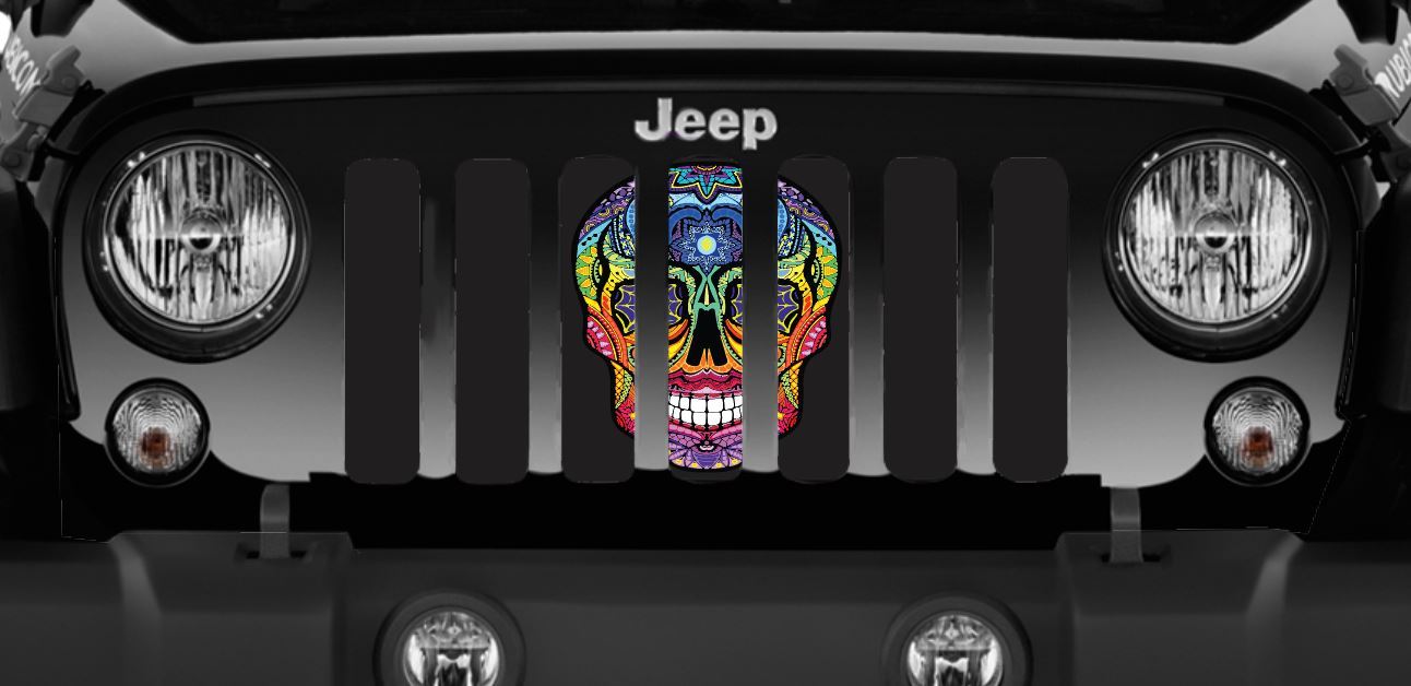 Platinum Sugar Skull Rainbow Grille Insert