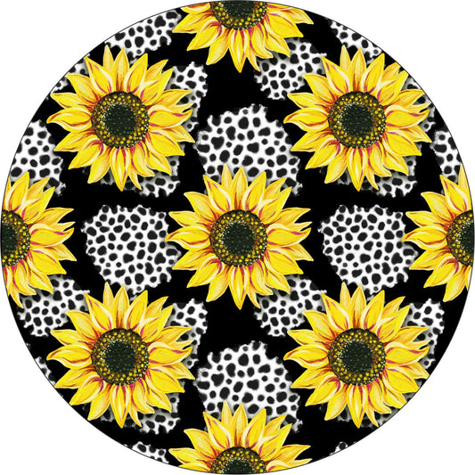 Sunflowers with Leopard Print Spare Tire Cover for Jeep, Bronco, RV, Camper, & More-duckduckjeep-offroad-wrangler-gladiator-3d-jeep duck-custom duck-Jeep-The Quacktory-Fun Jeep Ducks-Ducks4Jeep