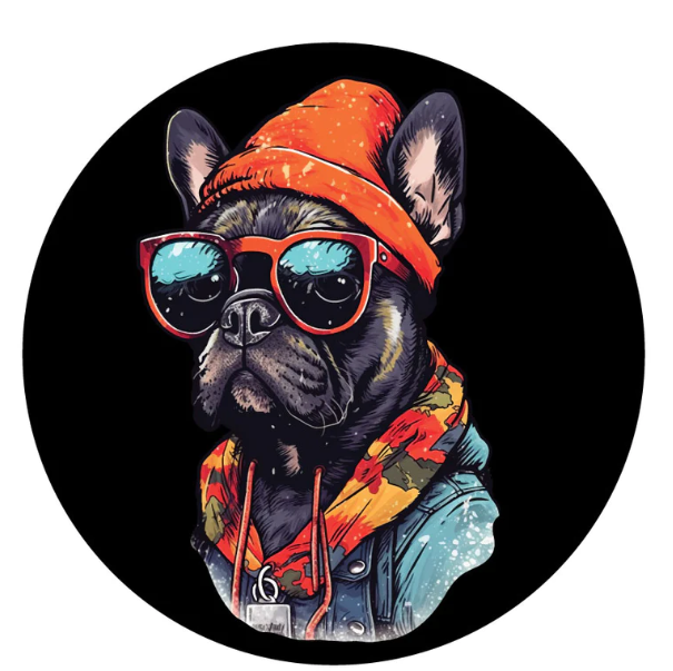 Sunglass Street Wear French Bulldog Spare Tire Cover-duckduckjeep-offroad-wrangler-gladiator-3d-jeep duck-custom duck-Jeep-The Quacktory-Fun Jeep Ducks-Ducks4Jeep