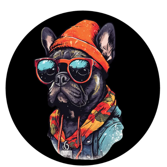 Sunglass Street Wear French Bulldog Spare Tire Cover-duckduckjeep-offroad-wrangler-gladiator-3d-jeep duck-custom duck-Jeep-The Quacktory-Fun Jeep Ducks-Ducks4Jeep