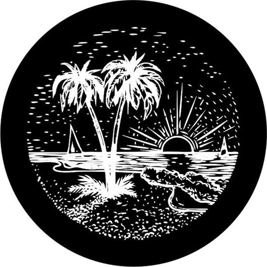 Sunset Scene on the Beach Custom Fit Spare Tire Cover (Any Color)-duckduckjeep-offroad-wrangler-gladiator-3d-jeep duck-custom duck-Jeep-The Quacktory-Fun Jeep Ducks-Ducks4Jeep