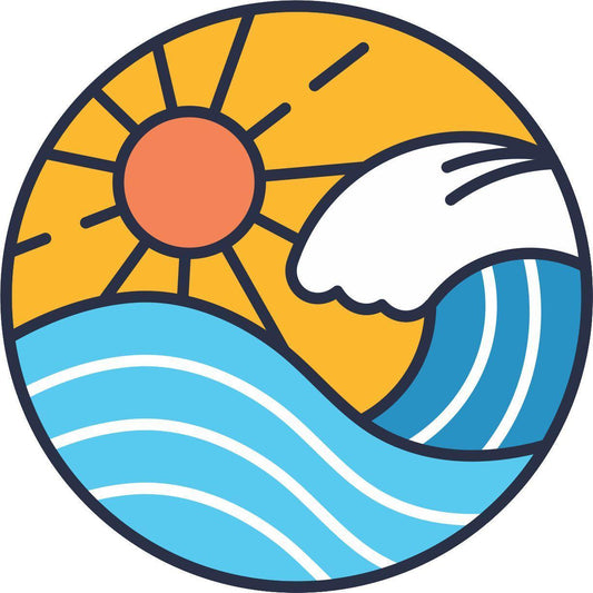 Sunshine & Beach Wave Geometric Spare Tire Cover - Jeep, RV, Bronco, Camper, Trailer, etc.-duckduckjeep-offroad-wrangler-gladiator-3d-jeep duck-custom duck-Jeep-The Quacktory-Fun Jeep Ducks-Ducks4Jeep