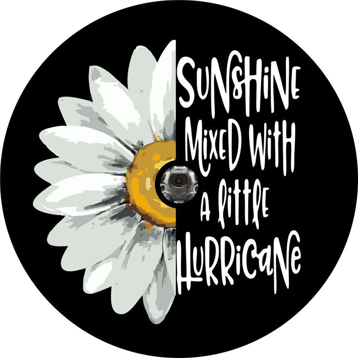 Sunshine Mixed with a Little Hurricane Daisy Spare Tire Cover for Jeep, Bronco, RV, Camper, & More-duckduckjeep-offroad-wrangler-gladiator-3d-jeep duck-custom duck-Jeep-The Quacktory-Fun Jeep Ducks-Ducks4Jeep