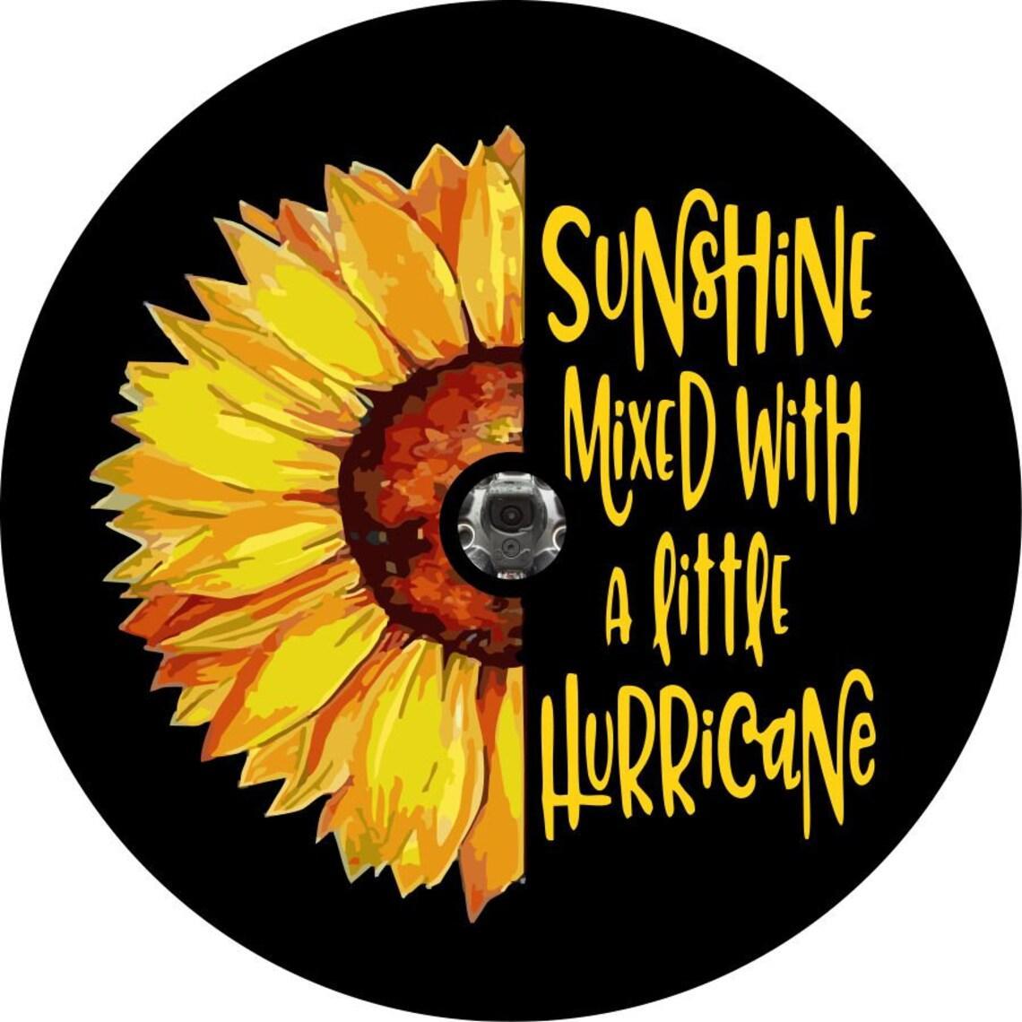 Sunshine Mixed with a Little Hurricane Sunflower Spare Tire Cover for Jeep, Bronco, Camper, RV, & More-duckduckjeep-offroad-wrangler-gladiator-3d-jeep duck-custom duck-Jeep-The Quacktory-Fun Jeep Ducks-Ducks4Jeep