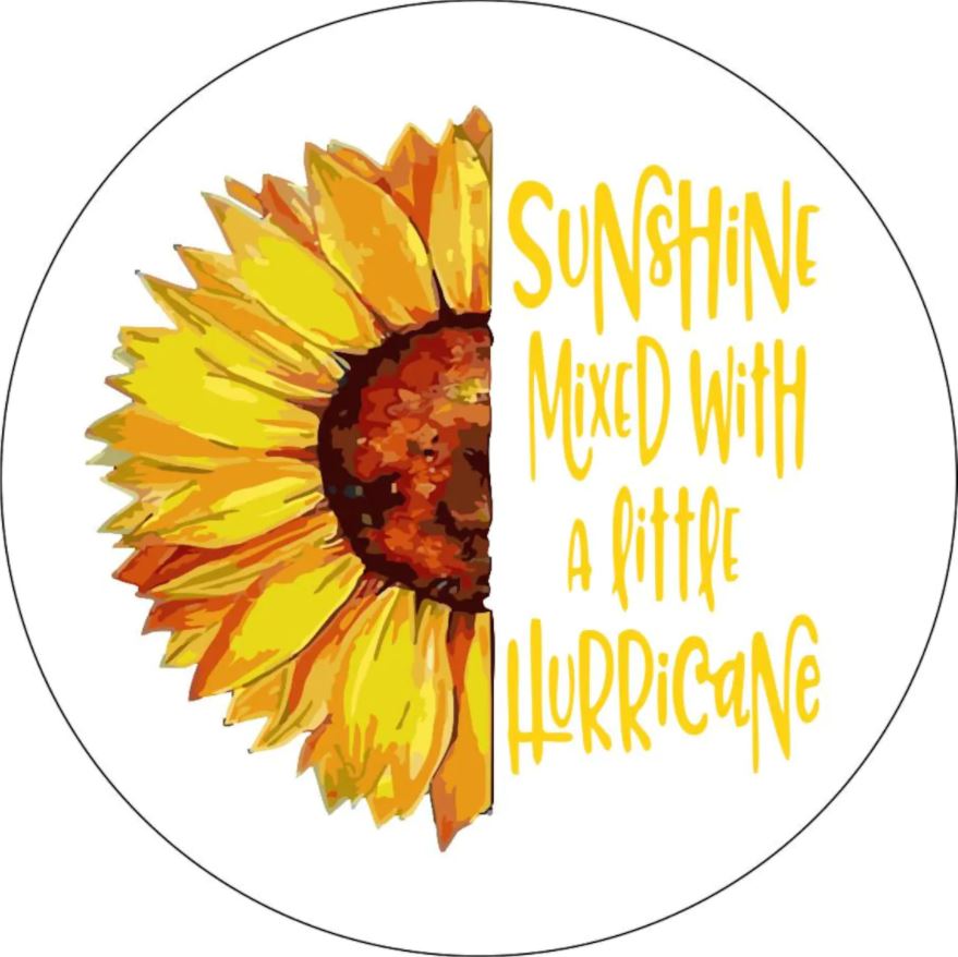 Sunshine Mixed with a Little Hurricane Sunflower Spare Tire Cover for Jeep, Bronco, Camper, RV, & More-duckduckjeep-offroad-wrangler-gladiator-3d-jeep duck-custom duck-Jeep-The Quacktory-Fun Jeep Ducks-Ducks4Jeep
