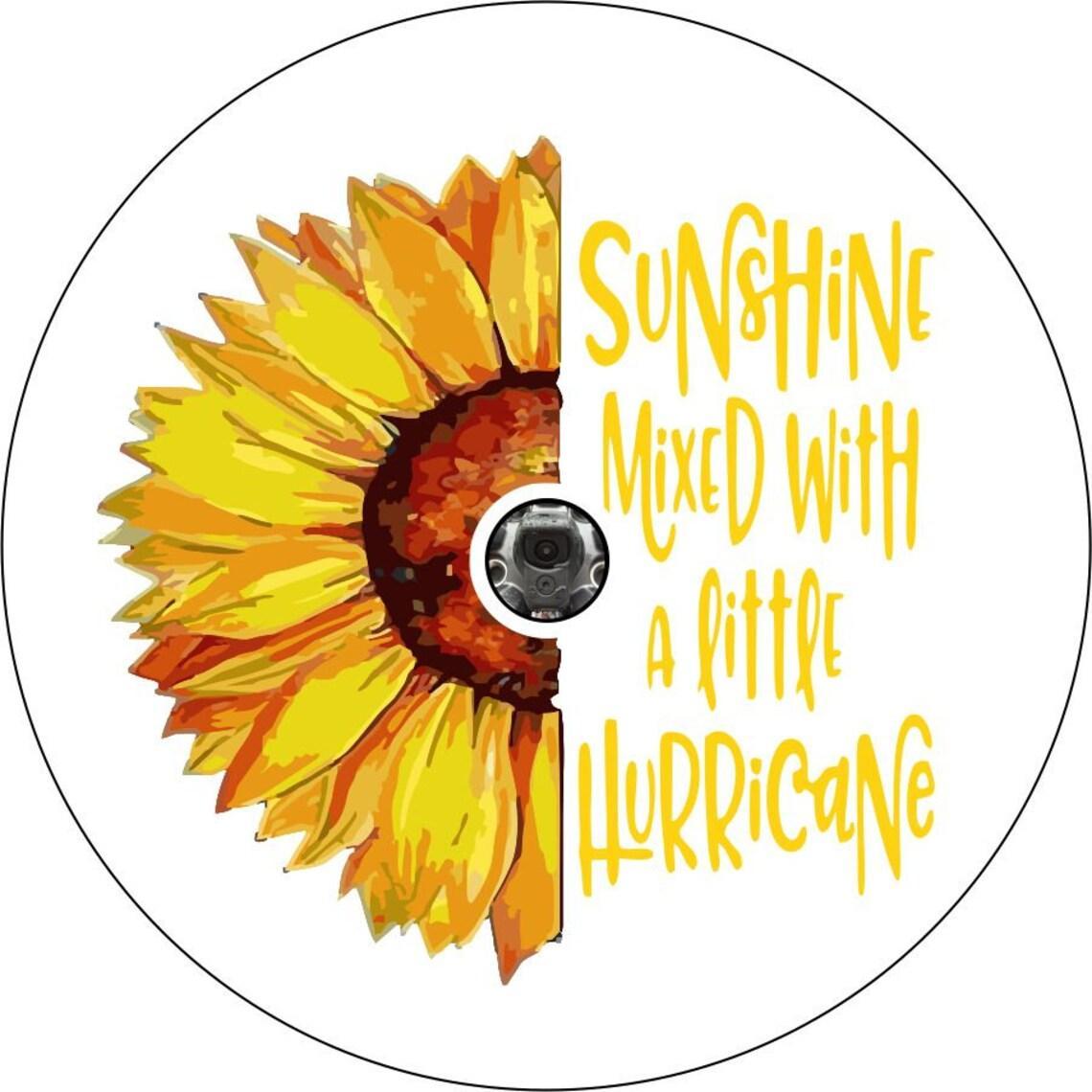Sunshine Mixed with a Little Hurricane Sunflower Spare Tire Cover for Jeep, Bronco, Camper, RV, & More-duckduckjeep-offroad-wrangler-gladiator-3d-jeep duck-custom duck-Jeep-The Quacktory-Fun Jeep Ducks-Ducks4Jeep
