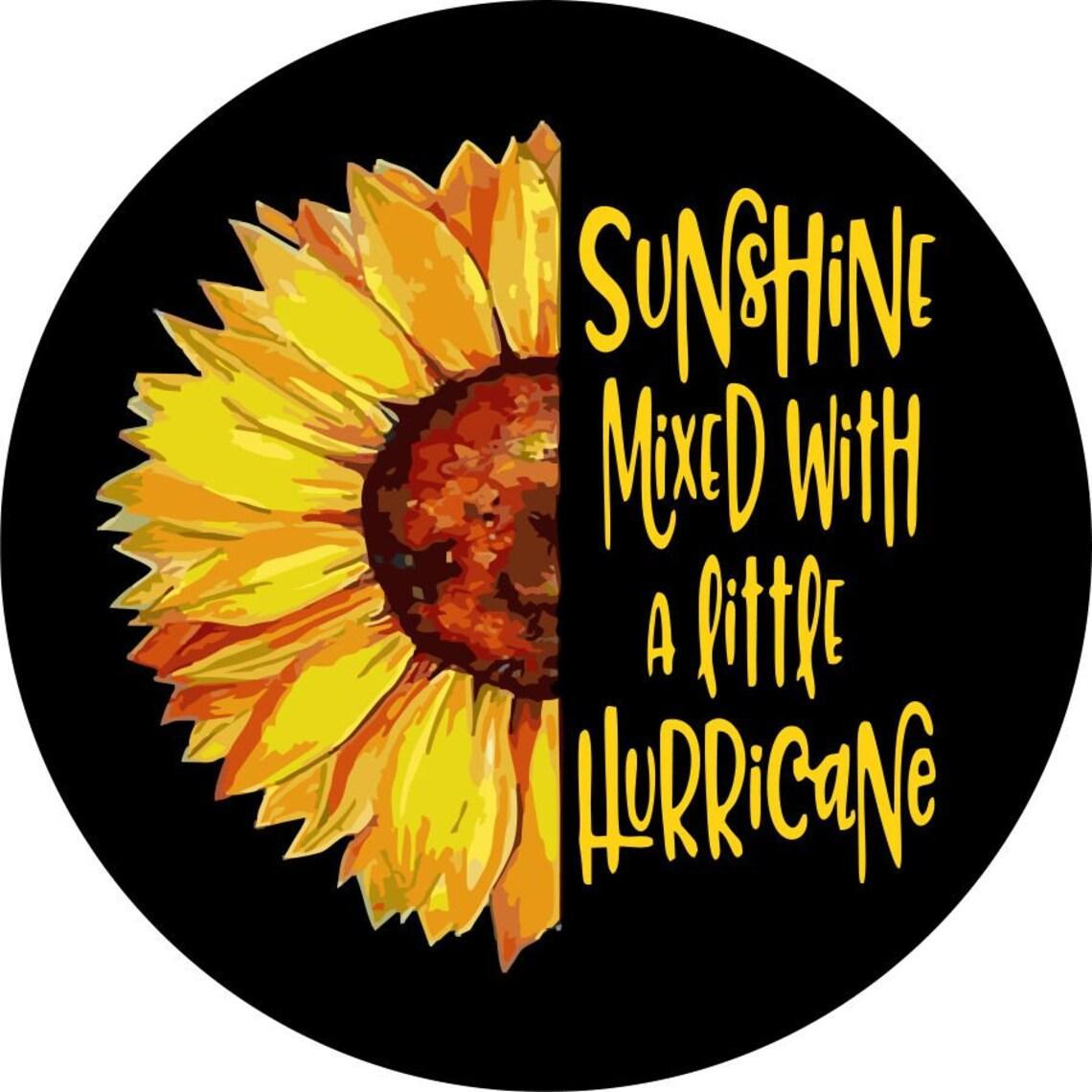 Sunshine Mixed with a Little Hurricane Sunflower Spare Tire Cover for Jeep, Bronco, Camper, RV, & More-duckduckjeep-offroad-wrangler-gladiator-3d-jeep duck-custom duck-Jeep-The Quacktory-Fun Jeep Ducks-Ducks4Jeep
