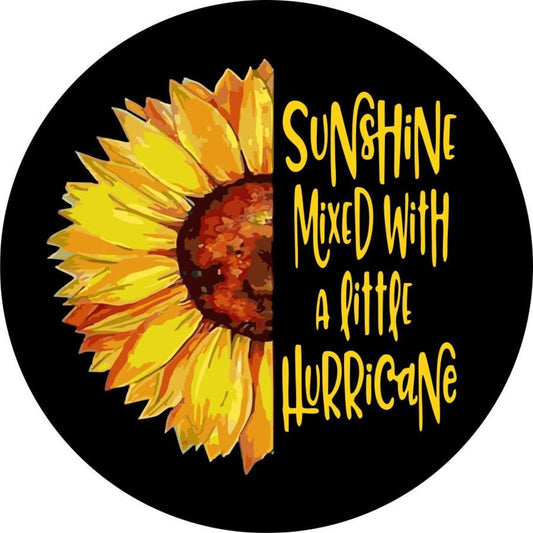 Sunshine Mixed with a Little Hurricane Sunflower Spare Tire Cover for Jeep, Bronco, Camper, RV, & More-duckduckjeep-offroad-wrangler-gladiator-3d-jeep duck-custom duck-Jeep-The Quacktory-Fun Jeep Ducks-Ducks4Jeep