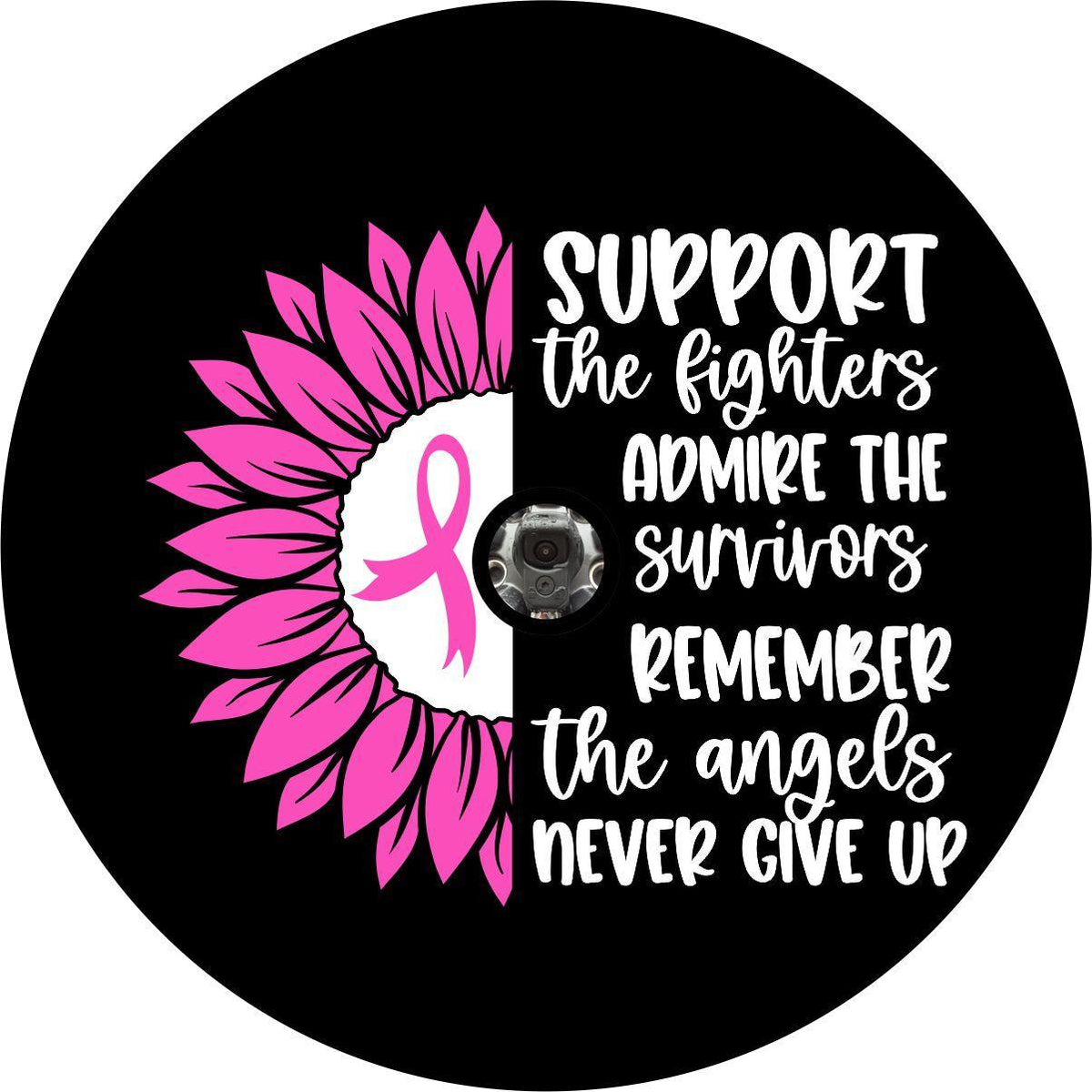 Support the Fighters Sunflower Breast Cancer Spare Tire Cover-duckduckjeep-offroad-wrangler-gladiator-3d-jeep duck-custom duck-Jeep-The Quacktory-Fun Jeep Ducks-Ducks4Jeep