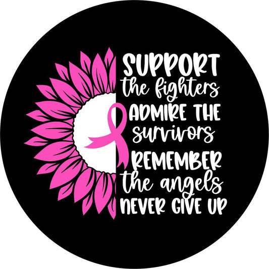 Support the Fighters Sunflower Breast Cancer Spare Tire Cover-duckduckjeep-offroad-wrangler-gladiator-3d-jeep duck-custom duck-Jeep-The Quacktory-Fun Jeep Ducks-Ducks4Jeep