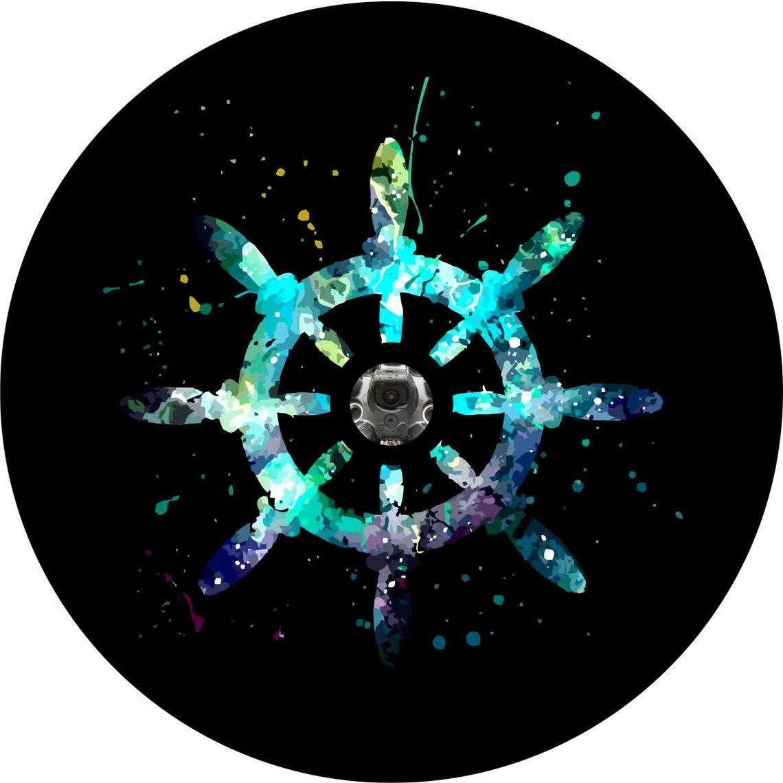 Teal & Purple Boat Steering Wheel Helm Spare Tire Cover-duckduckjeep-offroad-wrangler-gladiator-3d-jeep duck-custom duck-Jeep-The Quacktory-Fun Jeep Ducks-Ducks4Jeep