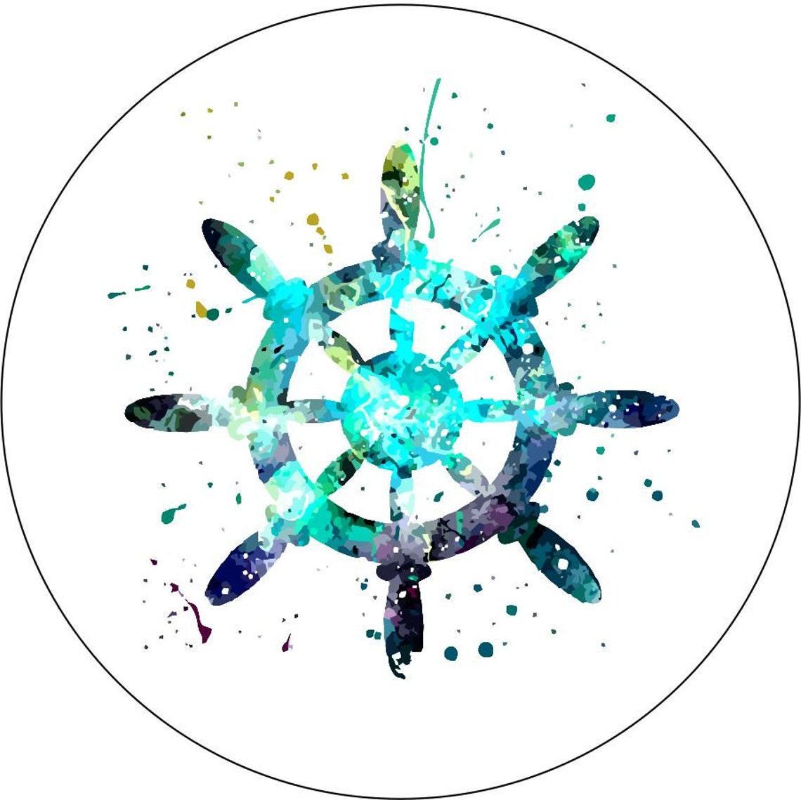 Teal & Purple Boat Steering Wheel Helm Spare Tire Cover-duckduckjeep-offroad-wrangler-gladiator-3d-jeep duck-custom duck-Jeep-The Quacktory-Fun Jeep Ducks-Ducks4Jeep