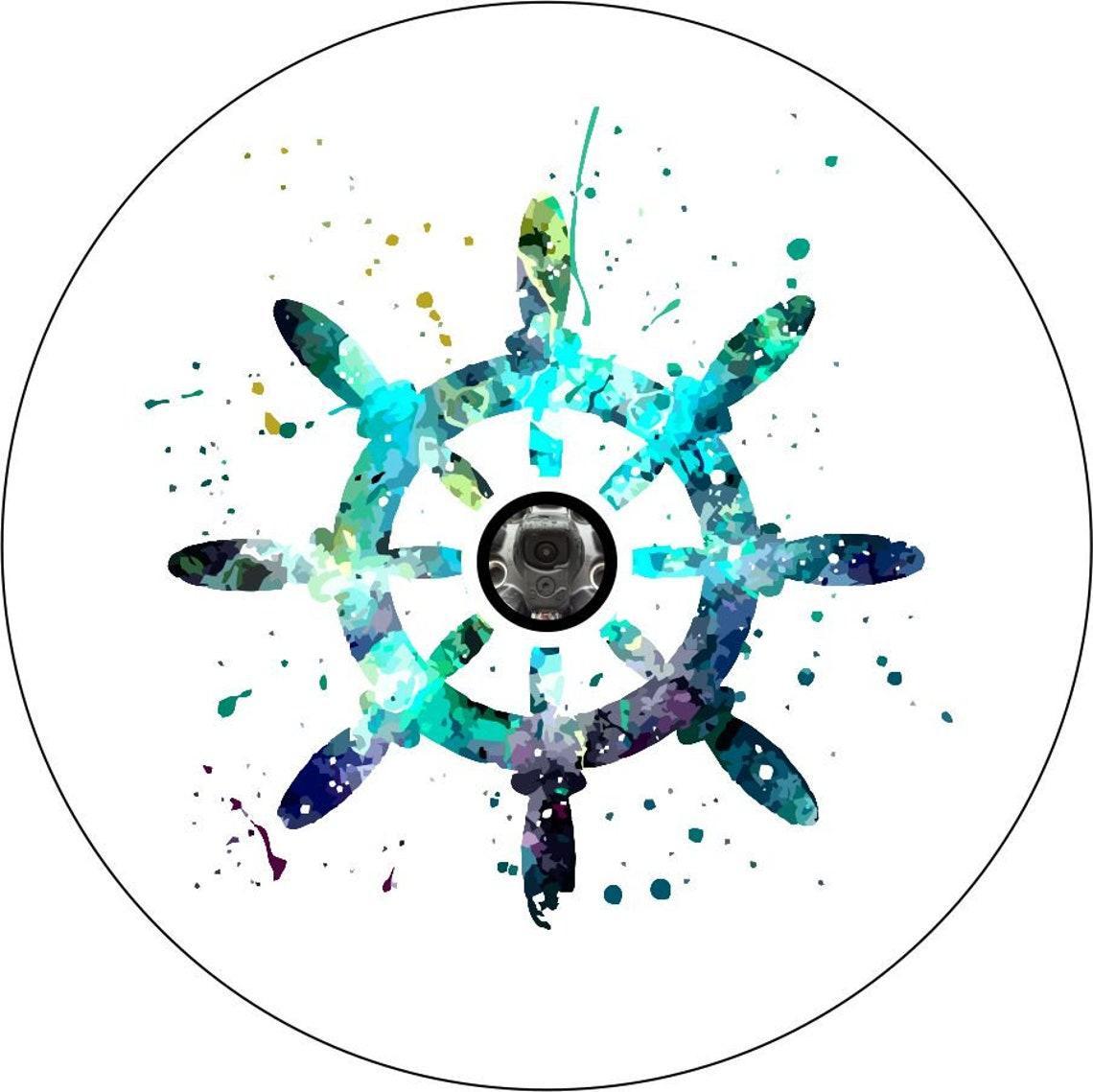 Teal & Purple Boat Steering Wheel Helm Spare Tire Cover-duckduckjeep-offroad-wrangler-gladiator-3d-jeep duck-custom duck-Jeep-The Quacktory-Fun Jeep Ducks-Ducks4Jeep
