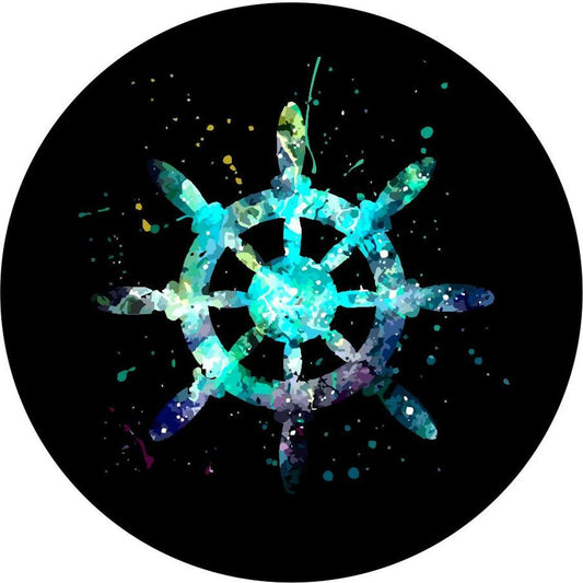 Teal & Purple Boat Steering Wheel Helm Spare Tire Cover-duckduckjeep-offroad-wrangler-gladiator-3d-jeep duck-custom duck-Jeep-The Quacktory-Fun Jeep Ducks-Ducks4Jeep
