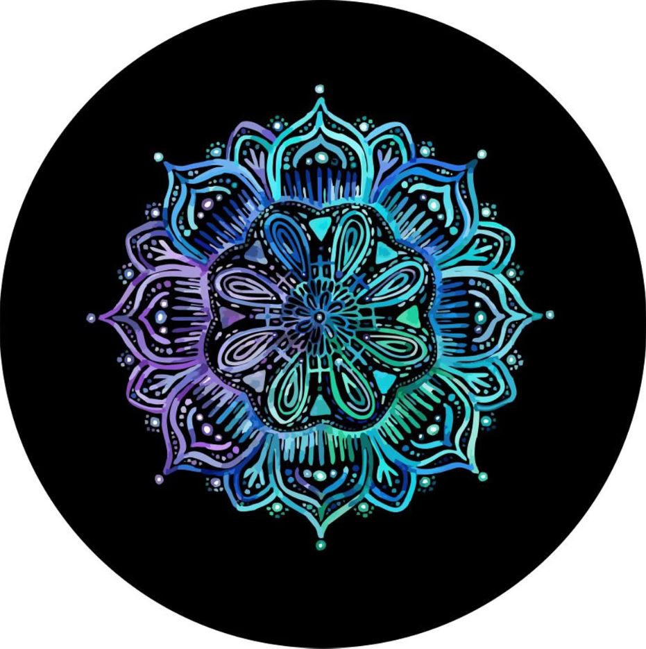 Teal & Purple Mandala Spare Tire Cover for Jeep, Bronco, RV, Camper, & More-duckduckjeep-offroad-wrangler-gladiator-3d-jeep duck-custom duck-Jeep-The Quacktory-Fun Jeep Ducks-Ducks4Jeep