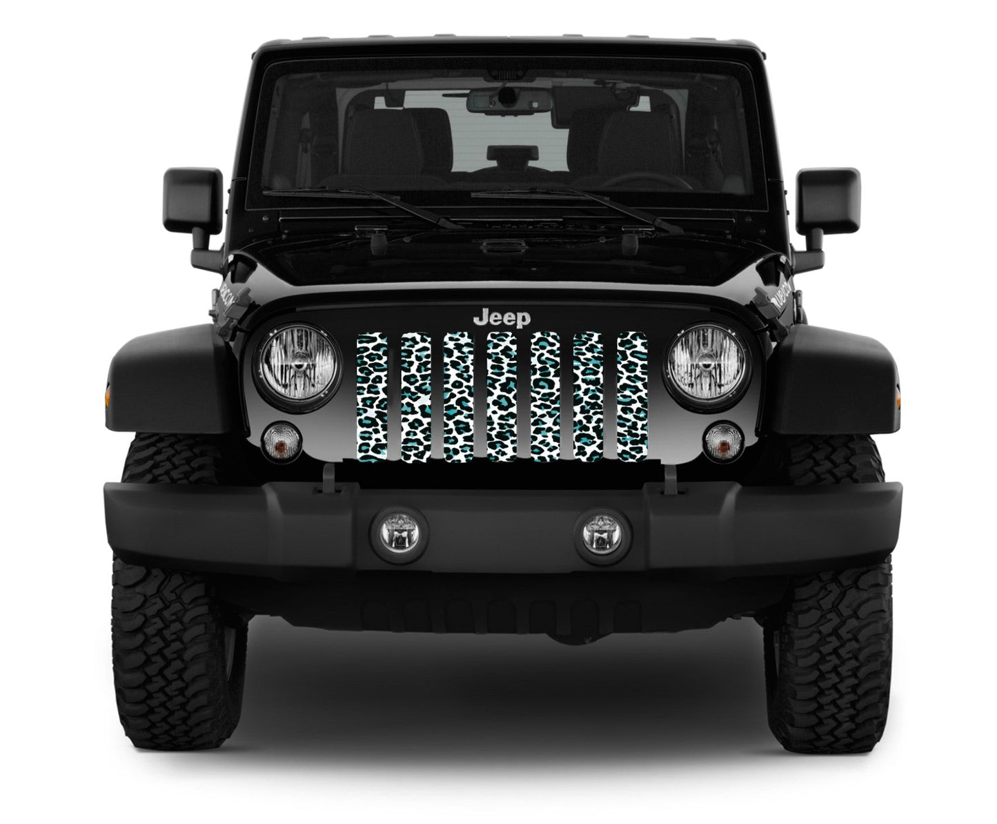 Teal White Leopard Print Grille Insert